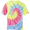 Custom Port & Co Youth Tie-Dye Tee. Neon Rainbow