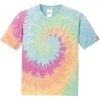 Custom Port & Co Youth Tie-Dye Tee. Pastel Rainbow