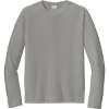 Custom Port & Co Long Sleeve Performance Tee. Grey Concrete