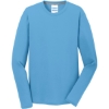 Custom Port & Co Long Sleeve Performance Blend Tee. Aquatic Blue