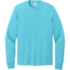 Custom Port & Co Long Sleeve Core Cotton Tee. Aquatic Blue