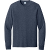 Custom Port & Co Long Sleeve Core Cotton Tee. Heather Navy Blue