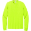 Custom Port & Co Long Sleeve Core Cotton Tee. Safety Green