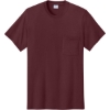 Custom Port & Co Core Cotton Pocket Tee. Athletic Maroon Red