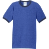 Custom Port & Co Core Cotton Ringer Tee. Heather Royal Blue/Navy Blue