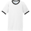 Custom Port & Co Core Cotton Ringer Tee. White/Jet Black