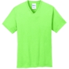 Custom Port & Co Core Cotton V-Neck Tee. Neon Green