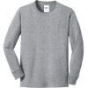 Custom Port & Co Youth Long Sleeve Core Cotton Tee. Athletic Heather Gray