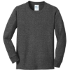 Custom Port & Co Youth Long Sleeve Core Cotton Tee. Dark Hthr Grey