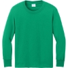 Custom Port & Co Youth Long Sleeve Core Cotton Tee. Kelly Green