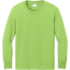 Custom Port & Co Youth Long Sleeve Core Cotton Tee. Lime Green