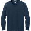 Custom Port & Co Youth Long Sleeve Core Cotton Tee. Navy Blue