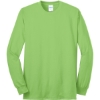 Custom Port & Co Long Sleeve Core Blend Tee. Lime Green