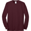 Custom Port & Co Tall Long Sleeve Core Blend Tee. Athletic Maroon Red