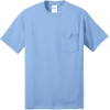 Custom Port & Co Core Blend Pocket Tee. Light Blue