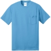 Custom Port & Co Tall Core Blend Pocket Tee. Aquatic Blue