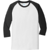 Custom Port & Co Core Blend 3/4-Sleeve Raglan Tee. White/Jet Black