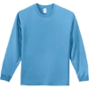 Custom Port & Co Long Sleeve Essential Tee. Aquatic Blue