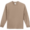 Custom Port & Co Long Sleeve Essential Tee. Sand Beige