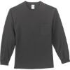 Custom Port & Co Long Sleeve Essential Pocket Tee. Charcoal Gray