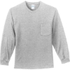 Custom Port & Co Tall Long Sleeve Essential Pocket Tee. Ash