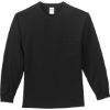 Custom Port & Co Tall Long Sleeve Essential Pocket Tee. Jet Black
