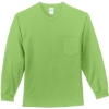 Custom Port & Co Tall Long Sleeve Essential Pocket Tee. Lime Green