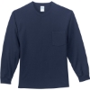 Custom Port & Co Tall Long Sleeve Essential Pocket Tee. Navy Blue