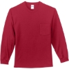 Custom Port & Co Tall Long Sleeve Essential Pocket Tee. Red