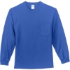 Custom Port & Co Tall Long Sleeve Essential Pocket Tee. Royal Blue