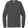 Custom Port & Co Tall Long Sleeve Essential Tee. Charcoal Gray