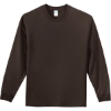 Custom Port & Co Tall Long Sleeve Essential Tee. Dark Chocolate