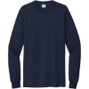 Custom Port & Co Tall Long Sleeve Essential Tee. Deep Navy Blue