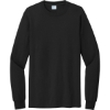 Custom Port & Co Tall Long Sleeve Essential Tee. Jet Black