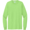 Custom Port & Co Tall Long Sleeve Essential Tee. Lime Green