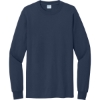 Custom Port & Co Tall Long Sleeve Essential Tee. Navy Blue