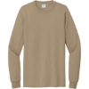 Custom Port & Co Tall Long Sleeve Essential Tee. Sand Beige