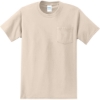 Custom Port & Co Tall Essential Pocket Tee. Natural Beige