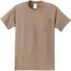 Custom Port & Co Tall Essential Pocket Tee. Sand Beige