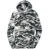 Custom Port & Co Core Fleece Camo Pullover Hooded Sweatshirt. Winter Camo Black/White