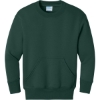 Custom Port & Co Youth Core Fleece Crewneck Pocket Sweatshirt Dark Green