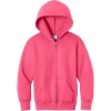 Custom Port & Co Youth Core Fleece Full-Zip Hooded Sweatshirt Neon Pink