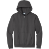Custom Port & Co Essential Fleece Full-Zip Hooded Sweatshirt. Charcoal Gray