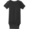 Custom Rabbit Skins Infant Short Sleeve Baby Rib Bodysuit. Black