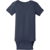 Custom Rabbit Skins Infant Short Sleeve Baby Rib Bodysuit. Navy Blue