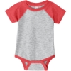 Custom Rabbit Skins Infant Baseball Fine Jersey Bodysuit. Vintage Heather Gray/Vintage Red