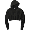 Custom Champion Womens Reverse Weave Cropped Cut-Off Hooded Sweatshirt Black