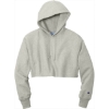Custom Champion Womens Reverse Weave Cropped Cut-Off Hooded Sweatshirt OxfordGrey