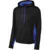 Custom Sport-Tek Sport-Wick Fleece Colorblock Hooded Pullover. Black/True Royal Blue