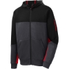 Custom Sport-Tek Tech Fleece Colorblock Full-Zip Hooded Jacket. Black/Graphite Gray/True Red